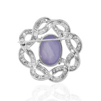 27.50 Ct. Bluish Purple Sapphire and Natural Diamond Accent Stones Brooch, 18K White Gold Image